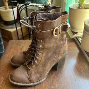 Born Brown Ankle Boots with Buckle Detail